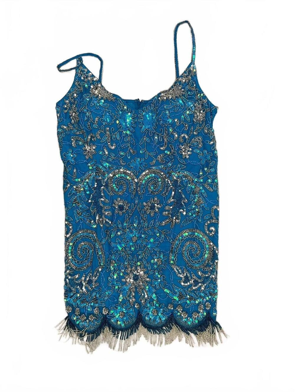 Turquoise Beaded Short Party Cocktail Plus Size Dress NWT